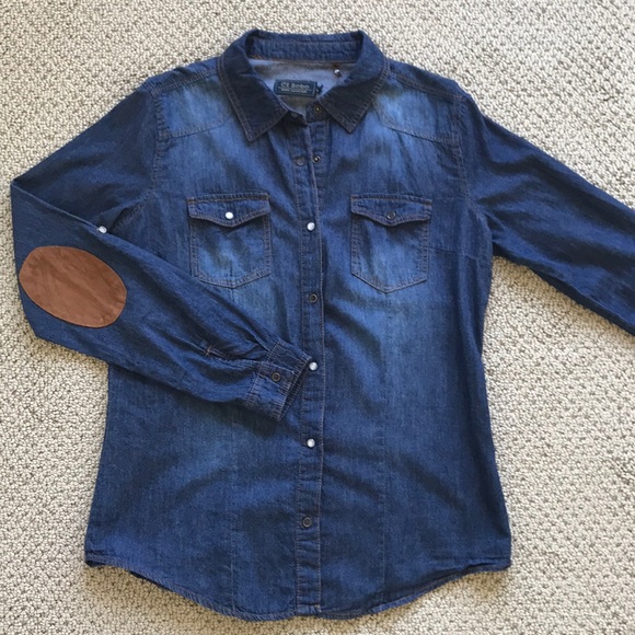 denim shirt with elbow patches
